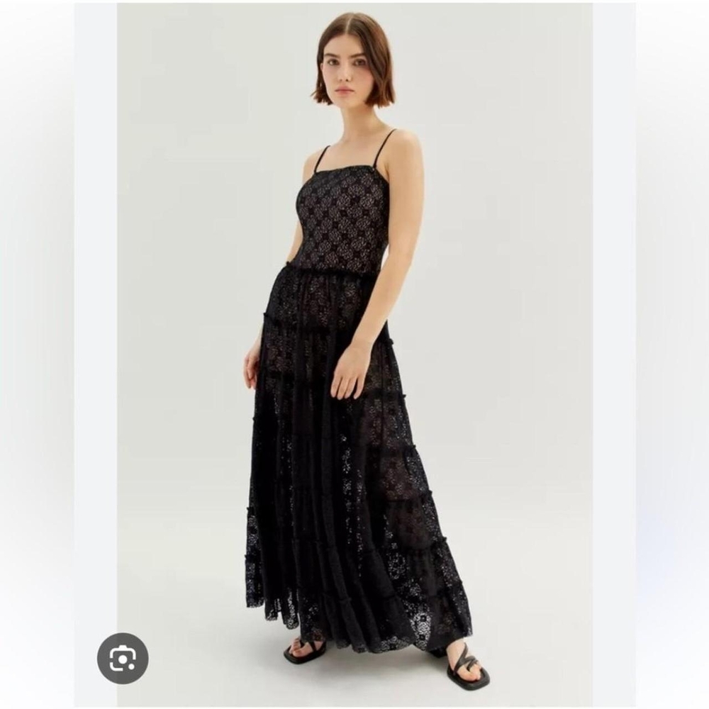 Urban Outfitters Romantic Black Crochet Maxi Dress